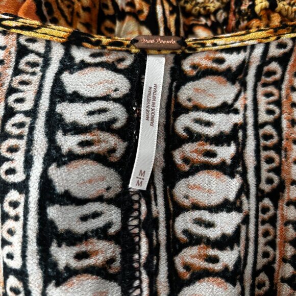 Free People Wild and Free Blouse M Paisley Boho Wrap V Neck Long Sleeve Top - Picture 6 of 8
